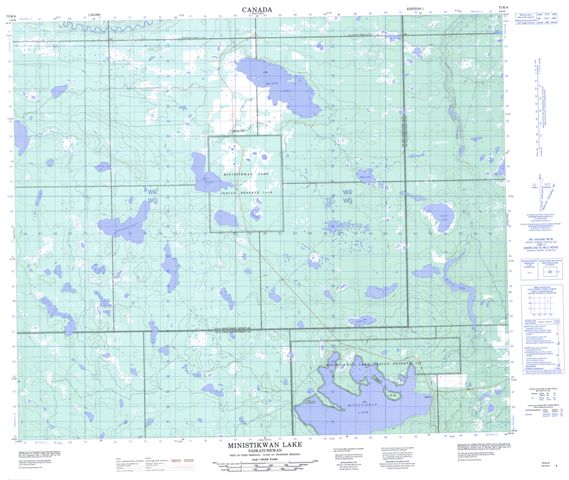 Ministikwan Lake Topographic Paper Map 073K04 at 1:50,000 scale
