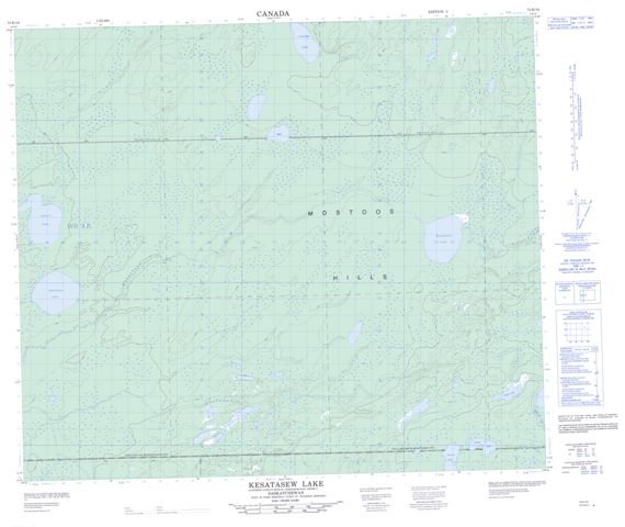 Kesatasew Lake Topographic Paper Map 073K14 at 1:50,000 scale