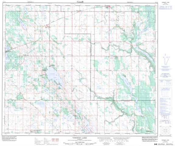 Vincent Lake Topographic Paper Map 073L03 at 1:50,000 scale