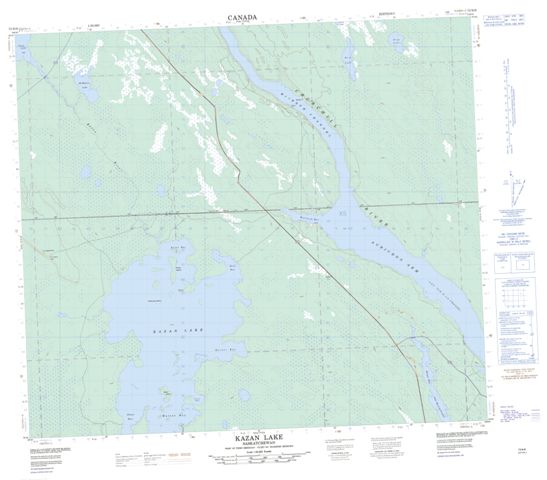 Kazan Lake Topographic Paper Map 073N09 at 1:50,000 scale