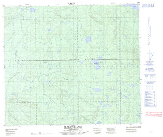 Mcalister Lake Topographic Paper Map 073N12 at 1:50,000 scale