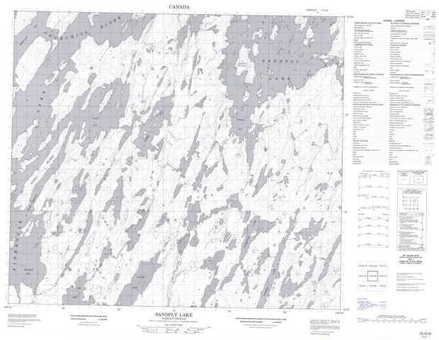 Sandfly Lake Topographic Paper Map 073O09 at 1:50,000 scale