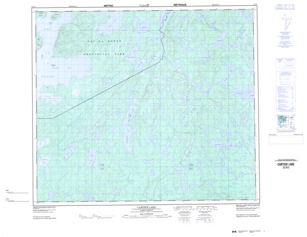 Cartier Lake Topographic Paper Map 073P01 at 1:50,000 scale