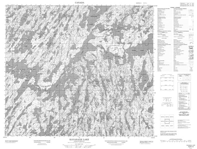 Kavanagh Lake Topographic Paper Map 073P11 at 1:50,000 scale