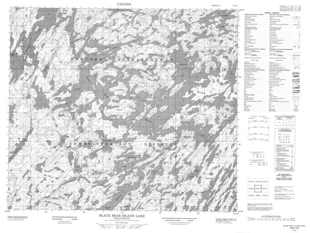 Black Bear Island Lake Topographic Paper Map 073P12 at 1:50,000 scale
