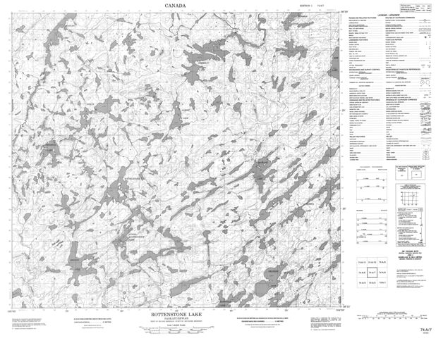 Rottenstone Lake Topographic Paper Map 074A07 at 1:50,000 scale