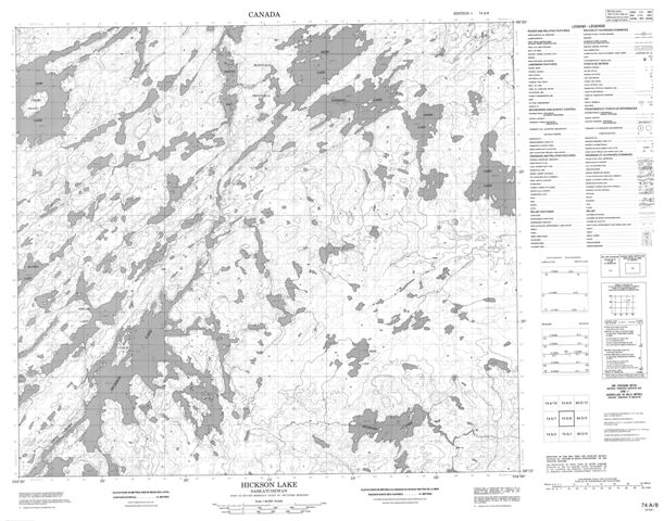 Hickson Lake Topographic Paper Map 074A08 at 1:50,000 scale