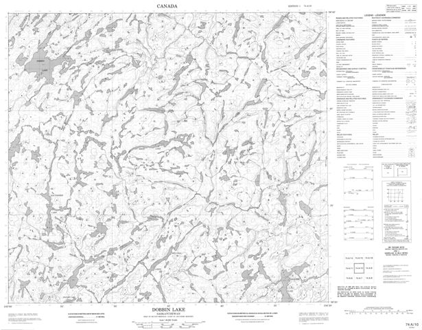 Dobbin Lake Topographic Paper Map 074A10 at 1:50,000 scale