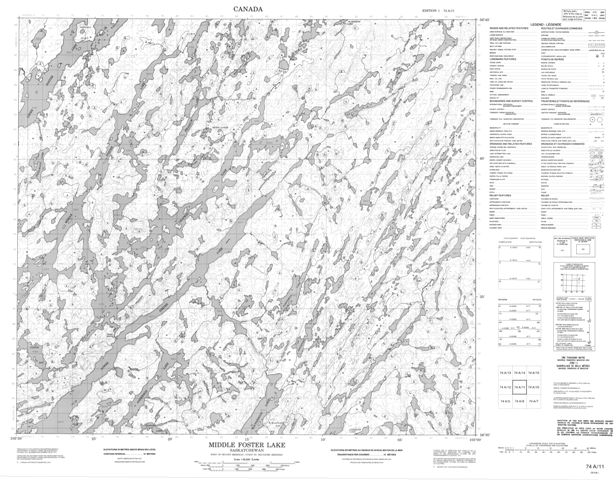 Middle Foster Lake Topographic Paper Map 074A11 at 1:50,000 scale