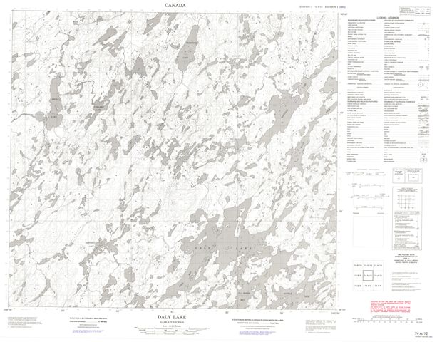 Daly Lake Topographic Paper Map 074A12 at 1:50,000 scale