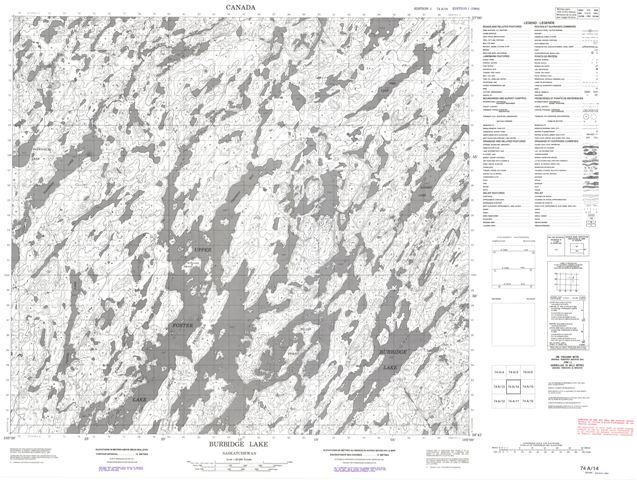 Burbidge Lake Topographic Paper Map 074A14 at 1:50,000 scale