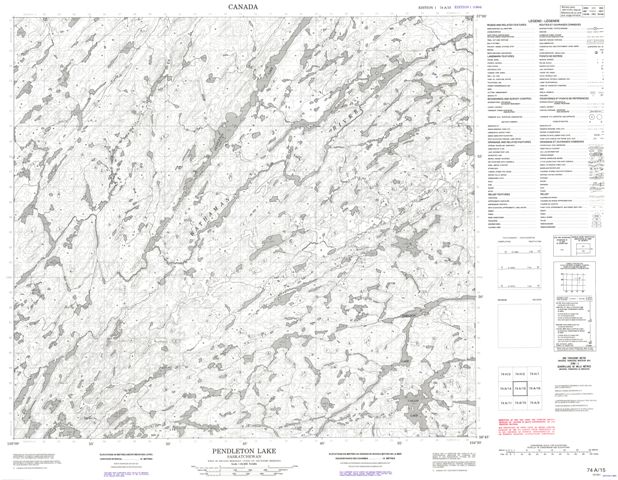 Pendleton Lake Topographic Paper Map 074A15 at 1:50,000 scale