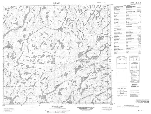 Jewell Lake Topographic Paper Map 074A16 at 1:50,000 scale