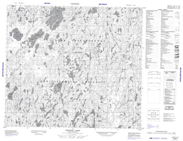 George Lake Topographic Paper Map 074B01 at 1:50,000 scale