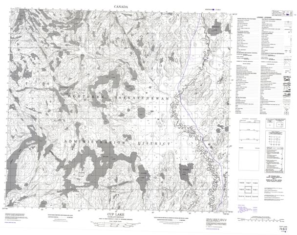 Cup Lake Topographic Paper Map 074B02 at 1:50,000 scale