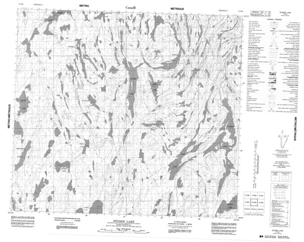 Studer Lake Topographic Paper Map 074B03 at 1:50,000 scale