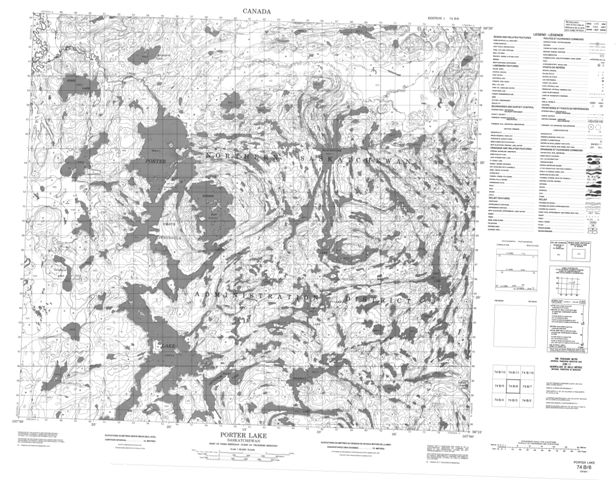 Porter Lake Topographic Paper Map 074B06 at 1:50,000 scale