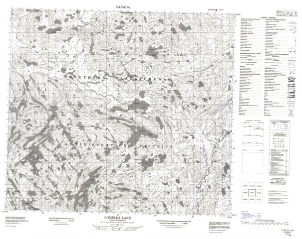 Complex Lake Topographic Paper Map 074B07 at 1:50,000 scale
