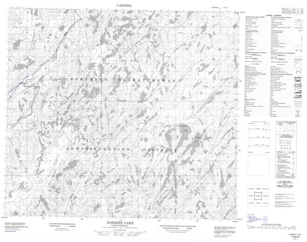 Norbert Lake Topographic Paper Map 074B08 at 1:50,000 scale