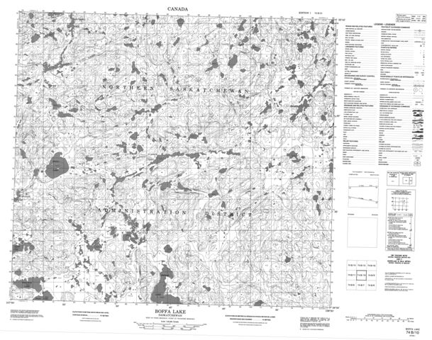 Boffa Lake Topographic Paper Map 074B10 at 1:50,000 scale