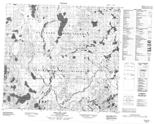 Gwillim Lake Topographic Paper Map 074B14 at 1:50,000 scale