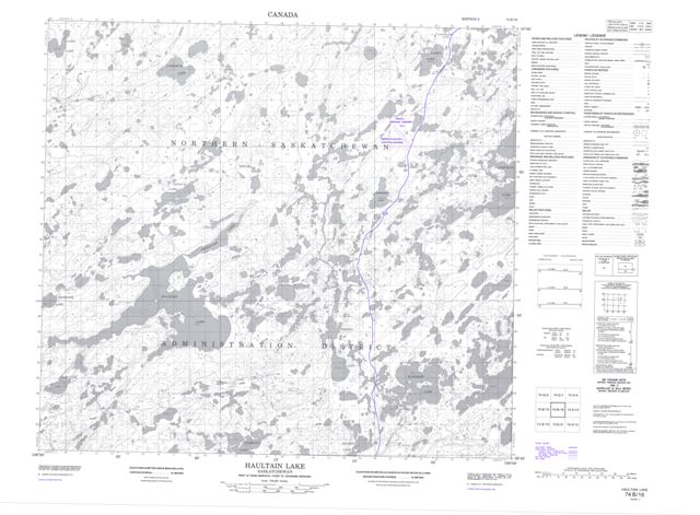 Haultain Lake Topographic Paper Map 074B16 at 1:50,000 scale