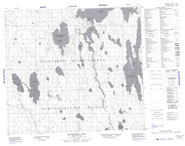 Mcaneeley Lake Topographic Paper Map 074C07 at 1:50,000 scale