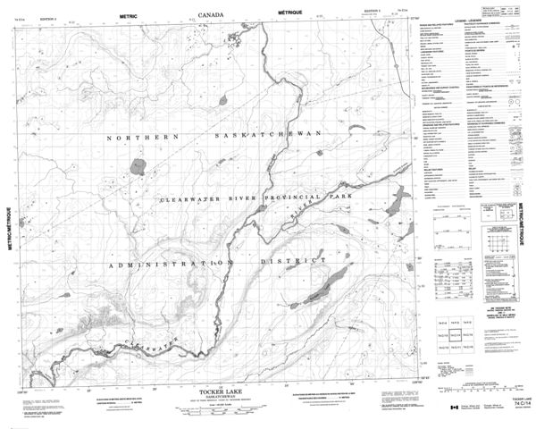 Tocker Lake Topographic Paper Map 074C14 at 1:50,000 scale