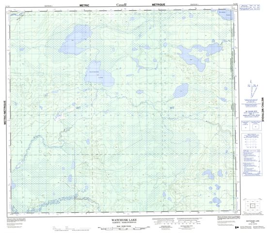 Watchusk Lake Topographic Paper Map 074D01 at 1:50,000 scale