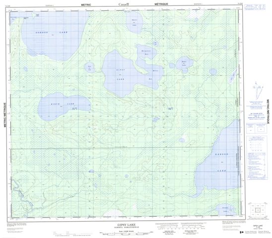 Gipsy Lake Topographic Paper Map 074D08 at 1:50,000 scale