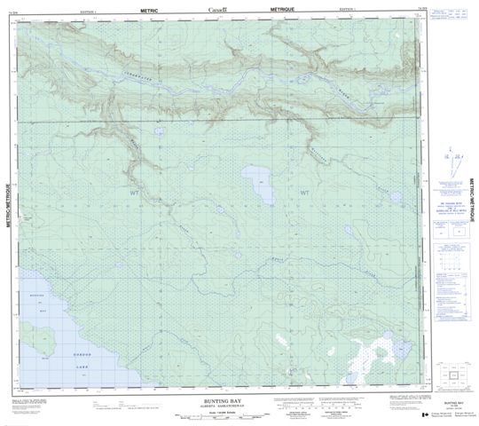 Bunting Bay Topographic Paper Map 074D09 at 1:50,000 scale