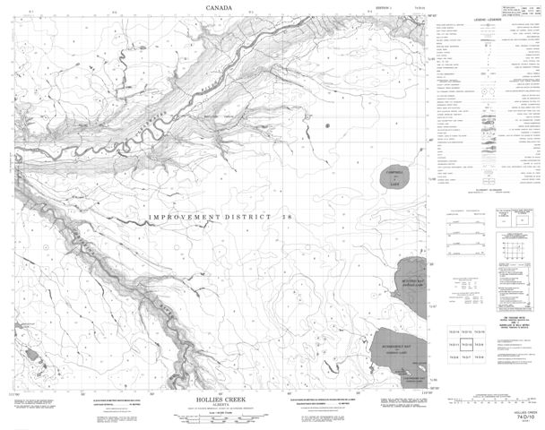 Hollies Creek Topographic Paper Map 074D10 at 1:50,000 scale