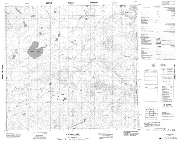 Johnson Lake Topographic Paper Map 074E09 at 1:50,000 scale