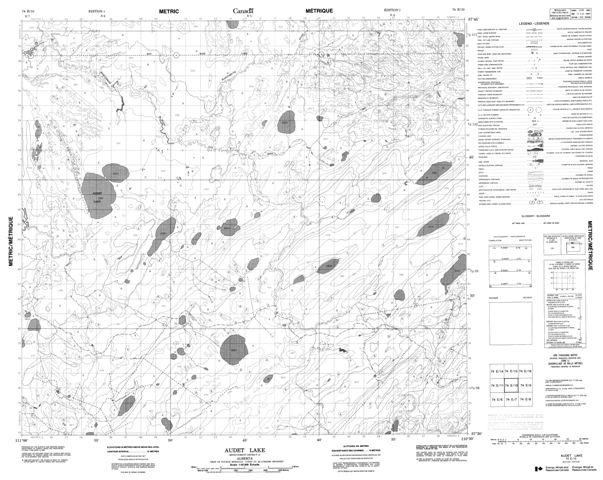 Audet Lake Topographic Paper Map 074E10 at 1:50,000 scale