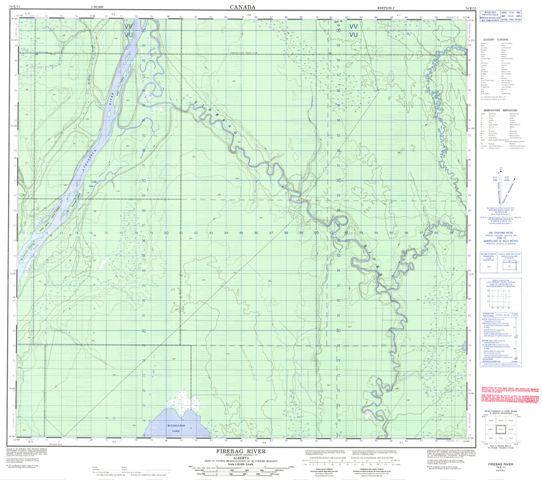 Firebag River Topographic Paper Map 074E11 at 1:50,000 scale