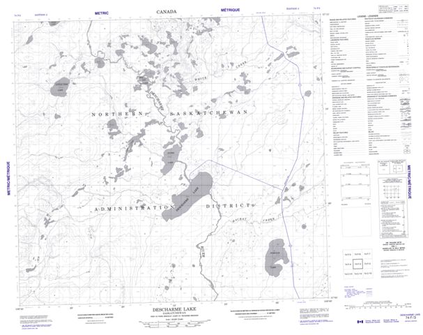 Descharme Lake Topographic Paper Map 074F03 at 1:50,000 scale