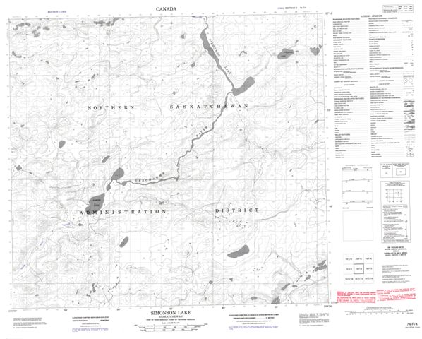 Simonson Lake Topographic Paper Map 074F04 at 1:50,000 scale