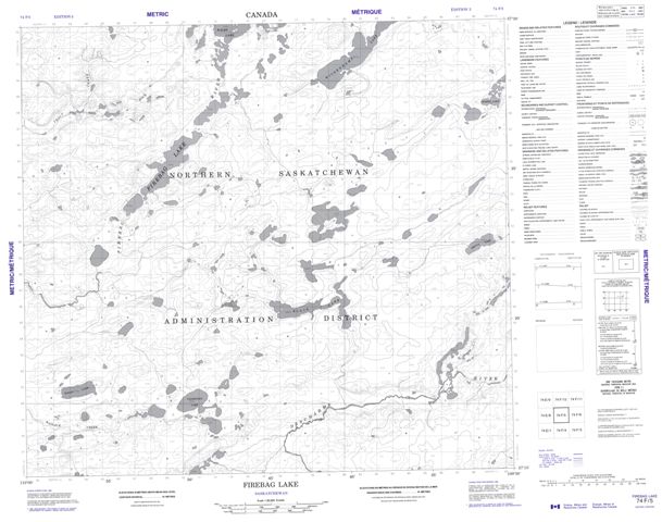 Firebag Lake Topographic Paper Map 074F05 at 1:50,000 scale