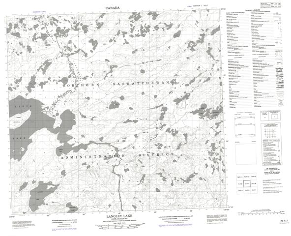 Langley Lake Topographic Paper Map 074F07 at 1:50,000 scale