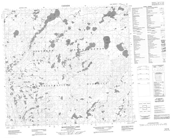 Montgrand Lake Topographic Paper Map 074F08 at 1:50,000 scale
