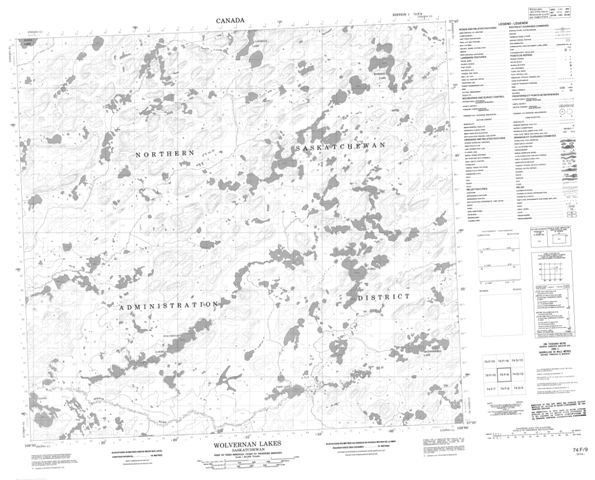 Wolvernan Lakes Topographic Paper Map 074F09 at 1:50,000 scale