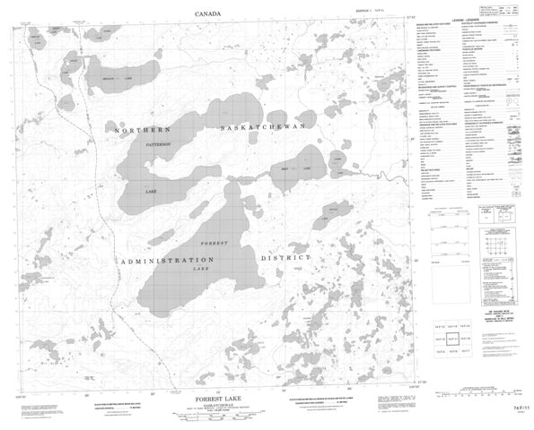 Forrest Lake Topographic Paper Map 074F11 at 1:50,000 scale