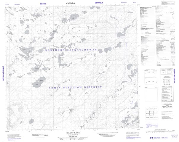 Smart Lake Topographic Paper Map 074F13 at 1:50,000 scale