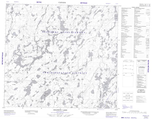 Grassick Lake Topographic Paper Map 074G01 at 1:50,000 scale