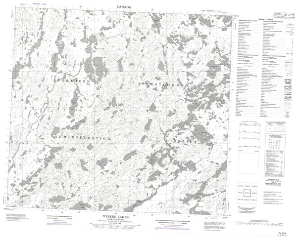 Nyberg Lakes Topographic Paper Map 074G04 at 1:50,000 scale