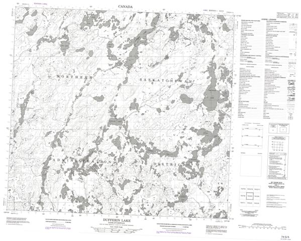 Dufferin Lake Topographic Paper Map 074G05 at 1:50,000 scale