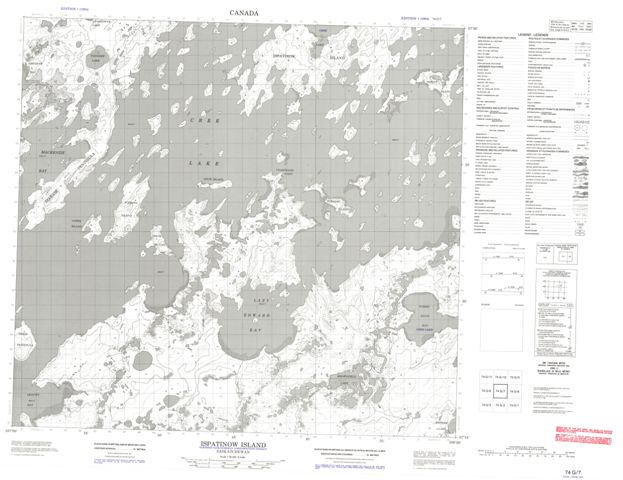 Ispatinow Island Topographic Paper Map 074G07 at 1:50,000 scale