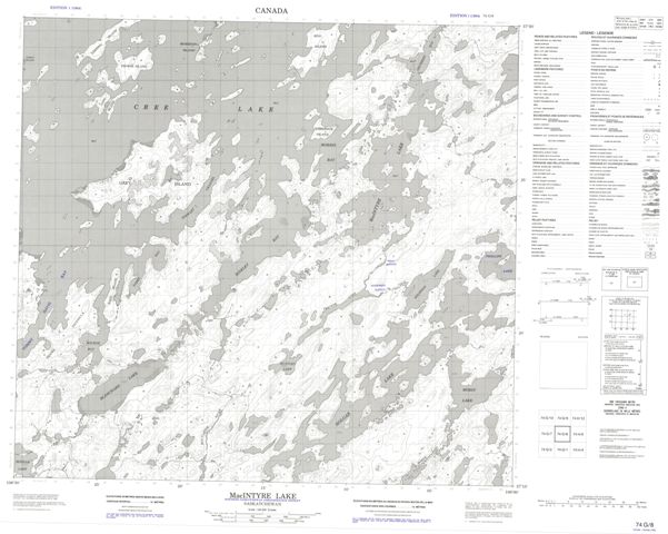 Macintyre Lake Topographic Paper Map 074G08 at 1:50,000 scale