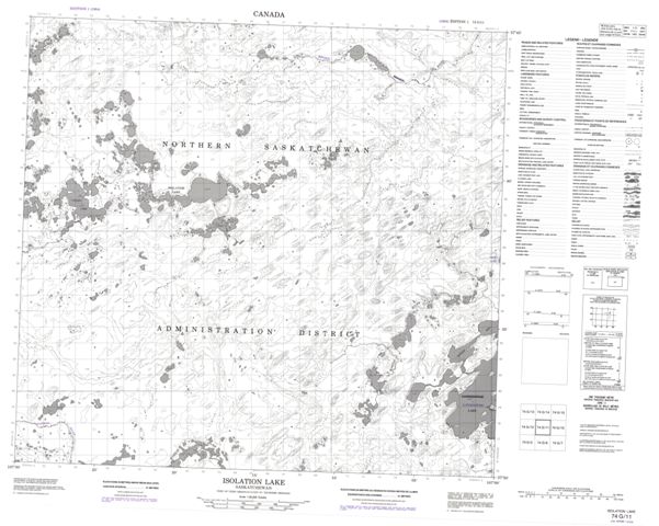 Isolation Lake Topographic Paper Map 074G11 at 1:50,000 scale