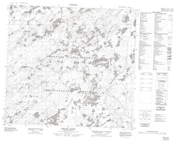 Lisgar Lakes Topographic Paper Map 074G12 at 1:50,000 scale